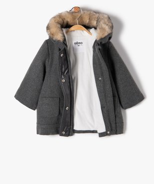 Manteau bébé fille doublé à capuche vue2 - GEMO 4G BEBE - GEMO