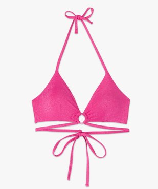 Haut de maillot de bain forme triangle en maille pailletée femme vue4 - GEMO 4G FEMME - GEMO