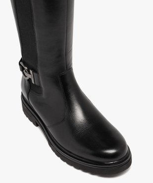 Bottes femme montantes dessus en cuir avec bande élastique et bride fantaisie vue5 - 5 MILES - GEMO