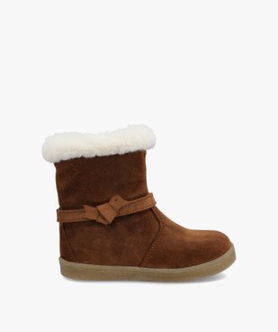 Boots bébé fille avec col fourré dessus cuir uni – NA!  vue1 - NA! - GEMO