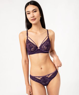 Soutien-gorge corbeille en dentelle et velours vue3 - GEMO(HOMWR FEM) - GEMO