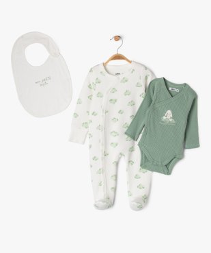 Ensemble 3 pièces pyjama + body + bavoir bébé vue1 - GEMO(BB COUCHE) - GEMO