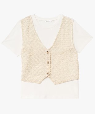 Tee-shirt manches courtes avec gilet sans manches effet 2-en-1 femme vue4 - GEMO(FEMME PAP) - GEMO