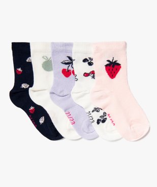 Chaussettes tige haute à motifs fruits bébé fille (lot de 5) vue1 - GEMO 4G BEBE - GEMO