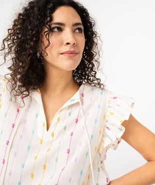 Blouse ample manches volantées à rayures multicolores femme vue2 - GEMO(FEMME PAP) - GEMO