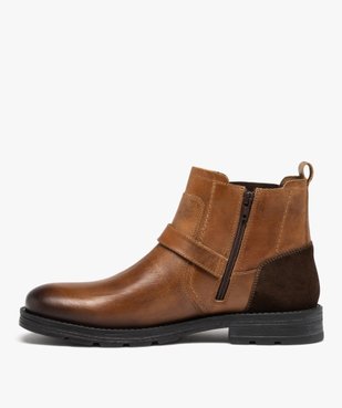 Boots homme dessus en cuir uni style Chelsea à zip vue4 - GEMO (CASUAL) - GEMO