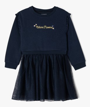 Robe sweat avec jupe en tulle fille vue1 - GEMO (ENFANT) - GEMO