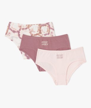 Shorties en coton avec message fille (lot de 3) vue1 - GEMO 4G FILLE - GEMO