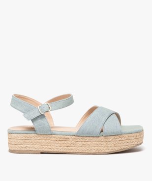 Sandales femme à talon compensé avec brides unies style denim vue2 - GEMO (CASUAL) - GEMO