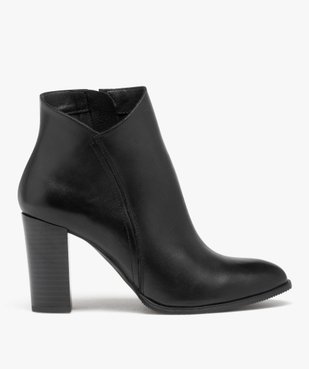 Boots femme à talon haut dessus en cuir uni - Taneo vue1 - TANEO - GEMO