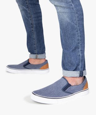 Tennis homme en toile façon slip-on bicolores vue1 - GEMO (SPORTSWEAR) - GEMO