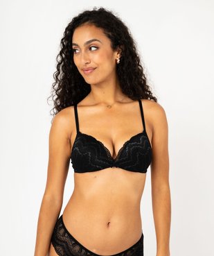 Soutien-gorge push-up sans armatures en dentelle scintillante vue1 - GEMO(HOMWR FEM) - GEMO