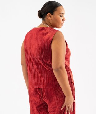 Tee-shirt sans manches en maille fluide et plissée femme grande taille vue3 - GEMO (G TAILLE) - GEMO