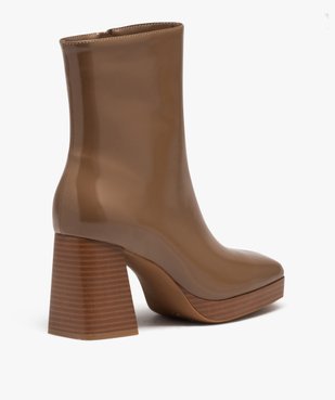 Boots femme vernies à talon et bout carrés vue4 - GEMO(URBAIN) - GEMO