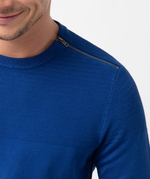 Pull homme à col rond avec zip sur l'épaule vue2 - GEMO (HOMME) - GEMO