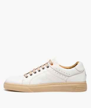 Baskets homme dessus cuir uni et lacets contrastés – Tanéo vue4 - TANEO - GEMO