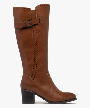 Bottes femme à talon carré avec zip et détails fleuris vue2 - GEMO(URBAIN) - GEMO