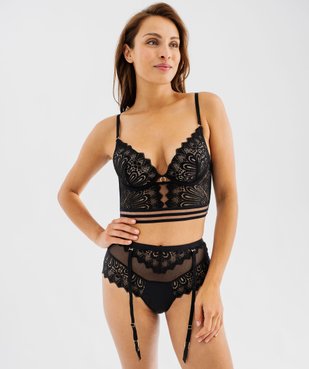 Shorty en dentelle avec jarretelles amovibles femme vue3 - GEMO(HOMWR FEM) - GEMO