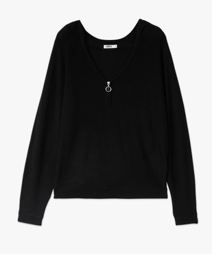 Pull fin à col V zippé manches chauve-souris femme vue4 - GEMO 4G FEMME - GEMO