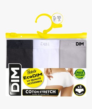 Boxer femme en coton stretch (lot de 3) - Dim vue2 - DIM - GEMO