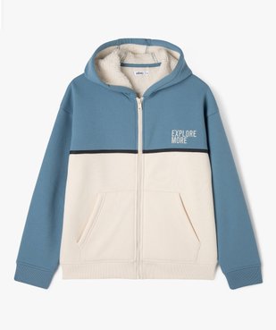 Sweat à capuche zippé avec intérieur sherpa garçon vue1 - GEMO (JUNIOR) - GEMO