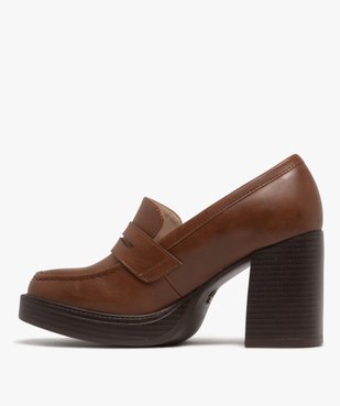 Mocassins femme à talon haut et plateforme Penny Loafer  vue4 - FOLLOW ME - GEMO