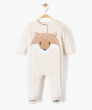 Pyjama en velours ouvert devant motif renard bébé garçon vue1 - GEMO(BEBE DEBT) - GEMO