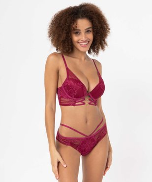 Soutien-gorge push-up en satin et dentelle vue3 - GEMO(HOMWR FEM) - GEMO