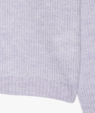 Pull fille uni en grosses côtes avec col rond vue3 - GEMO (JUNIOR) - GEMO