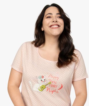 Chemise de nuit à manches courtes avec motifs femme grande taille vue1 - GEMO 4G FEMME - GEMO