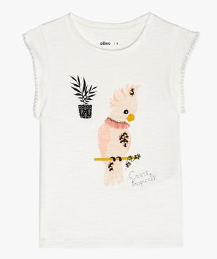 Tee-shirt fille à manches pompons et motifs en relief vue1 - GEMO (ENFANT) - GEMO