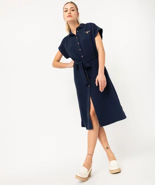 Robe à manches courtes en gaze de coton femme - LuluCastagnette vue1 - LULUCASTAGNETTE - GEMO