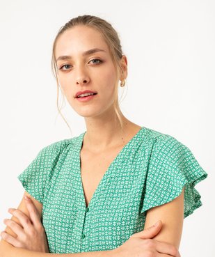 Blouse manches courtes imprimée à boutons femme vue2 - GEMO(FEMME PAP) - GEMO