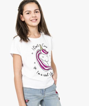 Tee-shirt manches courtes thème licorne  vue1 - GEMO (JUNIOR) - GEMO