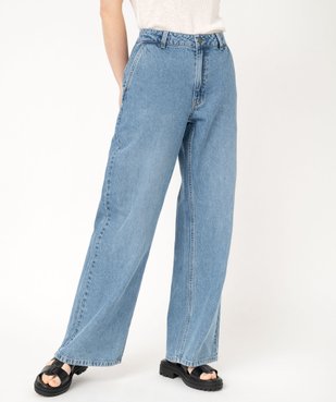 Jean wide leg taille basse en coton léger femme vue1 - GEMO(FEMME PAP) - GEMO