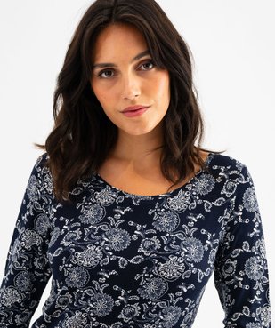 Chemise de nuit à manches longues femme vue2 - GEMO 4G FEMME - GEMO