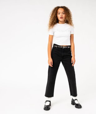 Jean coupe Regular taille haute avec bas sans coutures fille vue1 - GEMO (JUNIOR) - GEMO