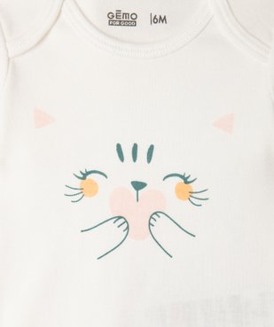 Body manches longues en coton à motifs chats bébé (lot de 3) vue2 - GEMO 4G BEBE - GEMO