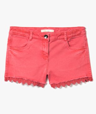 Short en jean à bords broderies vue1 - GEMO (JUNIOR) - GEMO