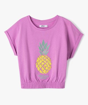 Tee-shirt fille à manches courtes avec motif en sequins brodés vue1 - GEMO (ENFANT) - GEMO