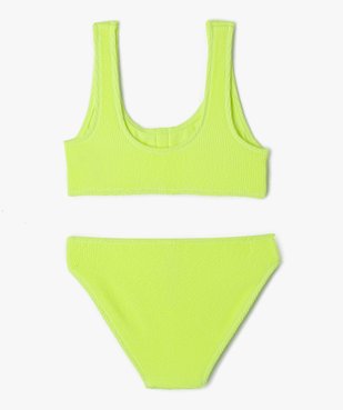 Maillot de bain deux pièces en maille gaufrée fille vue3 - GEMO 4G FILLE - GEMO