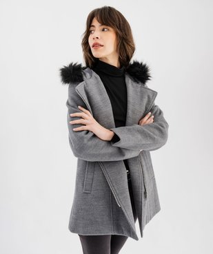 Manteau à capuche avec fermeture asymétrique femme vue2 - GEMO(FEMME PAP) - GEMO