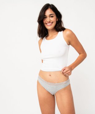 Culotte en coton stretch avec ceinture dentelle femme (lot de 2) vue8 - GEMO 4G FEMME - GEMO