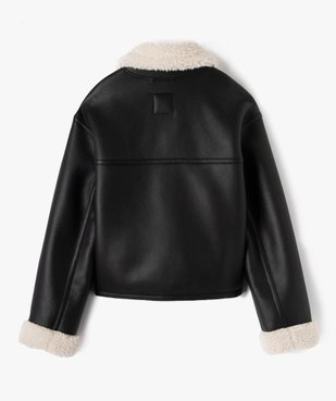 Blouson en cuir imitation avec doublure sherpa fille vue5 - GEMO (ENFANT) - GEMO