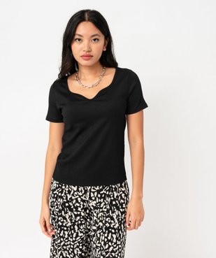 Tee-shirt manches courtes en maille gaufrée femme vue5 - GEMO(FEMME PAP) - GEMO