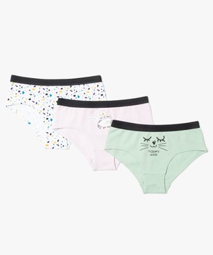 Shorties fille imprimés avec ceinture contrastante (lot de 3) vue1 - GEMO 4G FILLE - GEMO