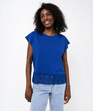 Tee-shirt sans manches loose avec bas en dentelle femme vue1 - GEMO(FEMME PAP) - GEMO