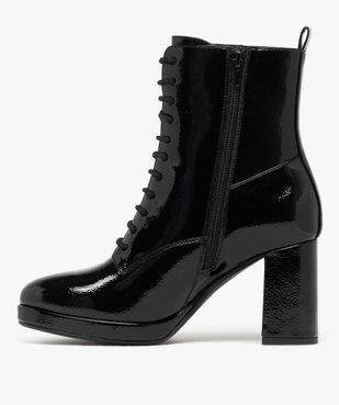 Boots femme vernies à talon flare avec lacets et zip intérieur vue4 - FOLLOW ME - GEMO