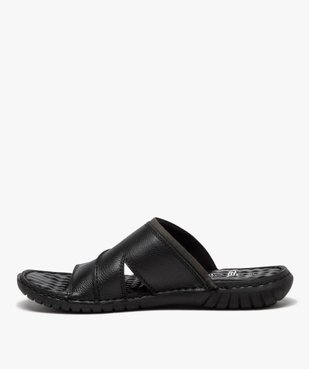 Mules homme dessus en cuir uni à semelle confort vue3 - GEMO (CASUAL) - GEMO