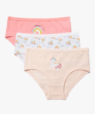 Shorty coton stretch imprimé licorne fille (lot de 3) vue1 - GEMO 4G FILLE - GEMO